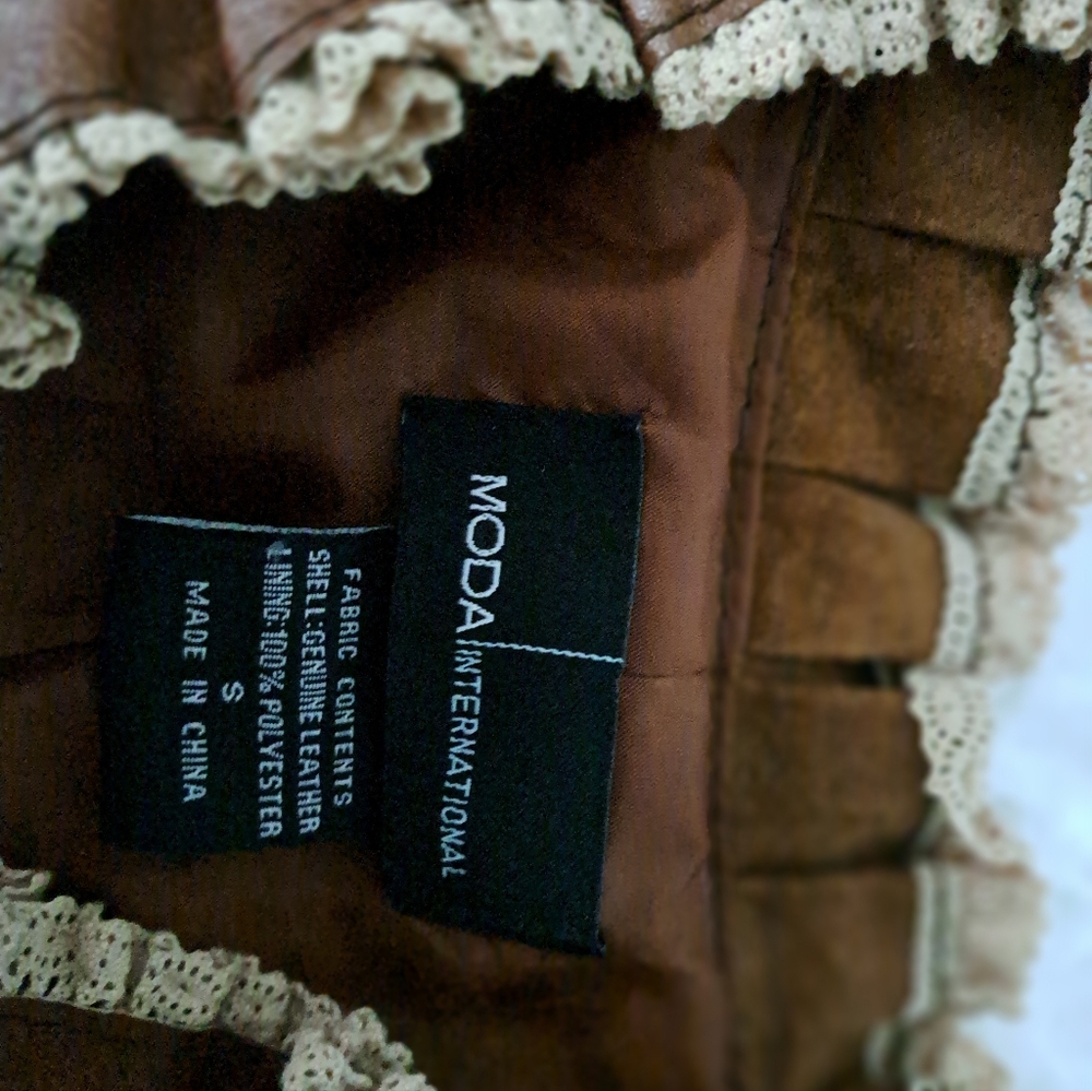 Brown Ruffled Women's Jacket - Picture 5 of 12